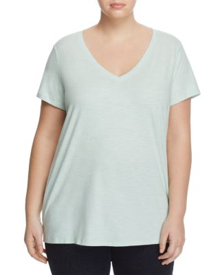 Eileen Fisher Plus V-Neck Short Sleeve Tee