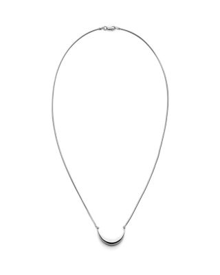 Shinola Sterling Silver Small Crescent Dome Pendant Necklace, 18