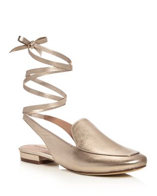 Sigerson Morrison Bena Metallic Ankle Tie Mule Loafers