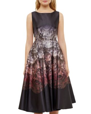 Ted Baker Ombré Fan Print Cutout Dress