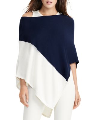 Lauren Ralph Lauren Asymmetric Color Block Poncho