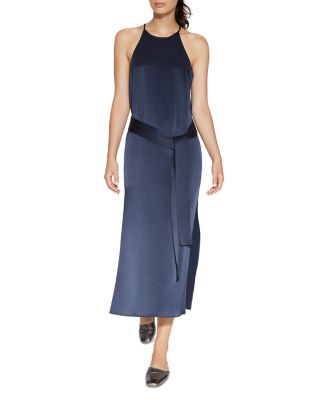 HALSTON HERITAGE Belted Slip Dress