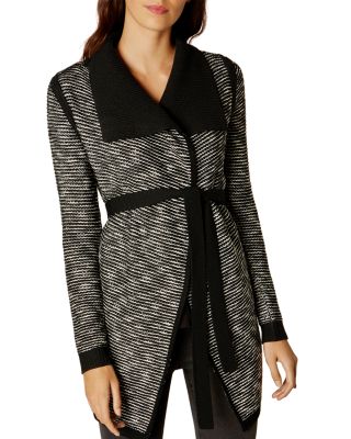 KAREN MILLEN Stripe Tweed Cardigan