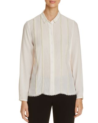 Elie Tahari Elaine Embellished Silk Blouse