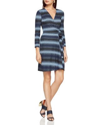 BCBGMAXAZRIA Adele Zig-Zag Striped Wrap Dress