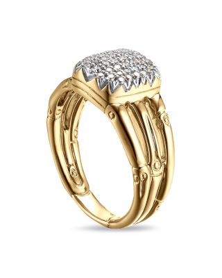 John Hardy 18K Yellow Gold Bamboo Ring with Diamonds