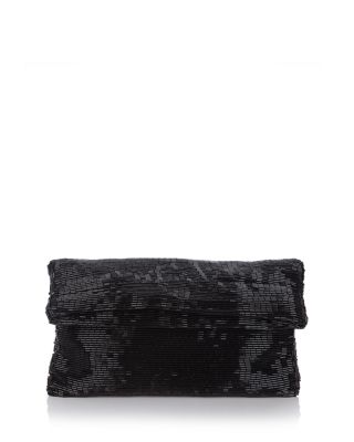 Sondra Roberts Bugle Beaded Fold-Over Clutch