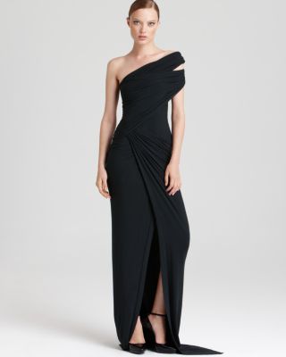 Donna Karan New York One Shoulder Gown - Melange Body Jersey Draped ...