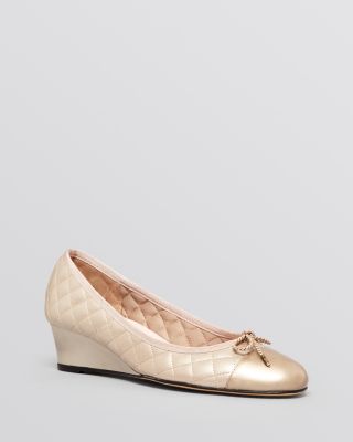 Paul Mayer Cap Toe Wedge Pumps - Nice Quilted