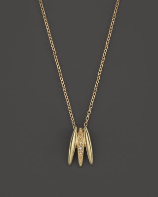 Mizuki 14K Yellow Gold Tri-Icicle Diamond Necklace, 16