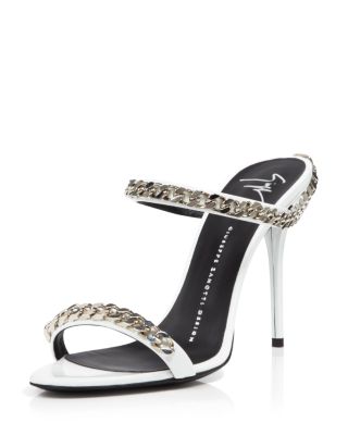 Giuseppe Zanotti Open Toe Slide Sandals - Coline Chain High Heel