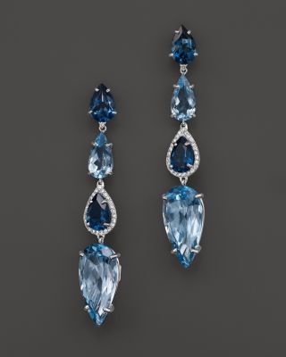 VIANNA BRASIL 18K White Gold Earrings with Blue Topaz, London Blue Topaz and Diamond Accents