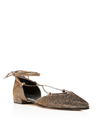 Stuart Weitzman Gilligan Metallic Lace Up d'Orsay Flats