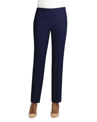 Lafayette 148 Bleecker Straight-leg Pants In Navy