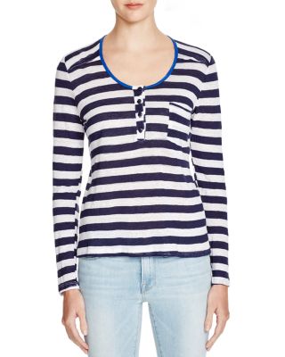 FRAME Le Nautical Stripe Henley Top