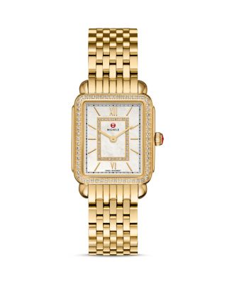 MICHELE Deco II Gold Diamond Dial Watch Head & Deco II Bracelet