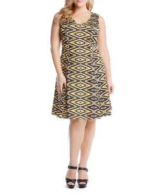 Karen Kane Plus Geometric Print Scuba Dress