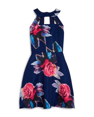 Miss Behave Girls' Floral Halter Dress - Sizes S-XL