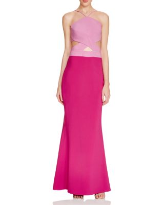 Maria Bianca Nero Nero Cutout Halter Gown