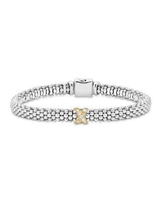 LAGOS 18K Gold and Sterling Silver X Collection Rope Bracelet with Diamonds