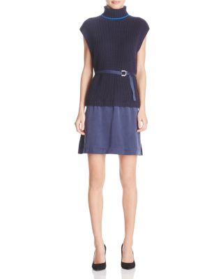 Timo Weiland Franny Turtleneck Knit Combo Dress