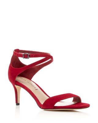 Via Spiga Leesa Suede Ankle Strap Mid Heel Sandals