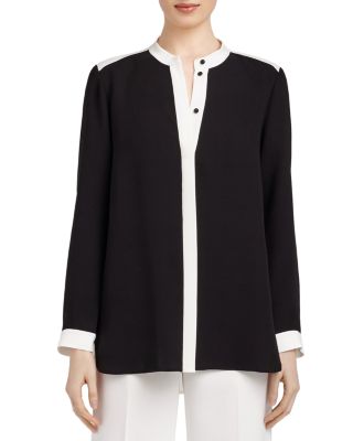 Lafayette 148 New York Teagan Color Block Silk Blouse