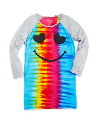 Flowers by Zoe Girls' Tie Dye Rainbow Smiley Tee - Sizes S-XL