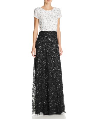 Adrianna Papell Petites Embellished Color Block Gown