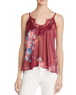 Band of Gypsies Lace Trimmed Floral Print Tank - 100% Bloomingdale's Exclusive