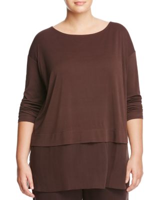 Eileen Fisher Plus Layered-Look Silk Sweatshirt