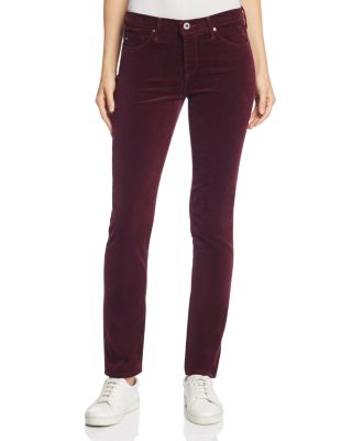 AG Mid Rise Cigarette Corduroy Jeans in Wine