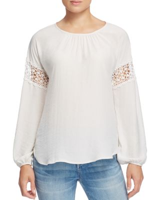 B Collection by Bobeau Gracie Crochet Inset Blouse