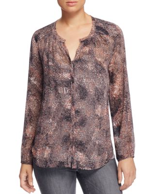 Daniel Rainn Pintucked Abstract Print Blouse