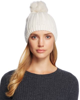 UGG® Solid Ribbed Beanie with Shearling Sheepskin Pom-Pom