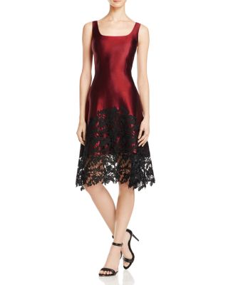 Kay Unger Lace Appliqué A-Line Dress