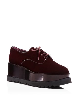 Stuart Weitzman Pipekent Velvet Platform Oxfords