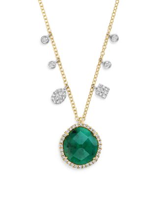 Meira T 14K Yellow Gold Emerald Pendant Necklace with Diamonds, 16