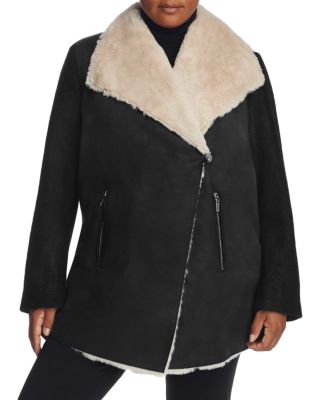 Calvin Klein Plus Asymmetrical Faux Shearling Coat