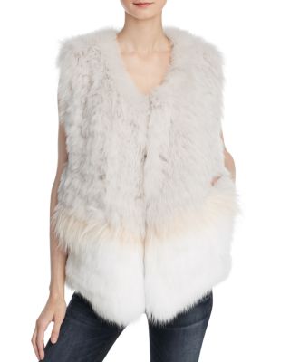 Meteo by Yves Salomon Three Stripe Fur Vest