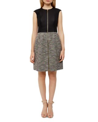 Ted Baker Kyokod Bouclé Zip Front Dress