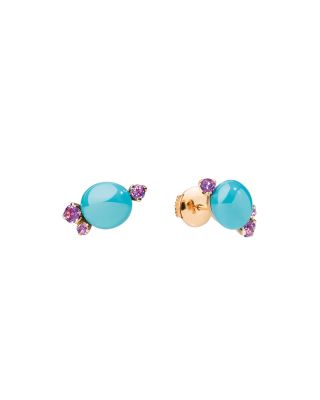 Pomellato Capri Earrings in 18K Rose Gold, Turquoise Ceramic and Amethyst