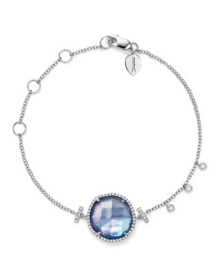 Meira T 14K White Gold Blue Sapphire and Moonstone Doublet Bracelet with Diamonds