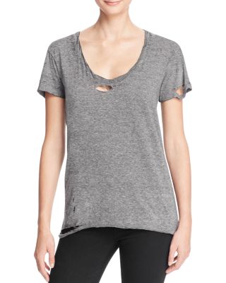 PAM & GELA Destroyed Scoop Neck Tee