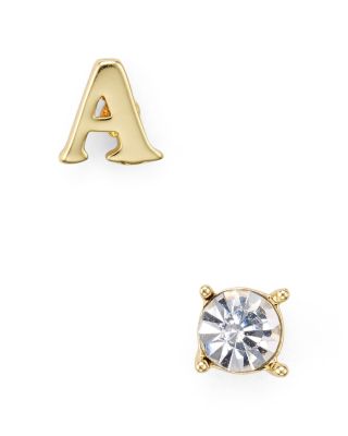 AQUA Asymmetrical Initial Stud Earrings