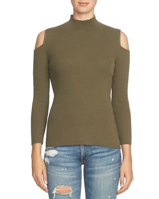 1.STATE Mock Neck Cold Shoulder Sweater