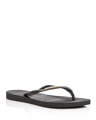 havaianas Metallic Logo Slim Flip Flops