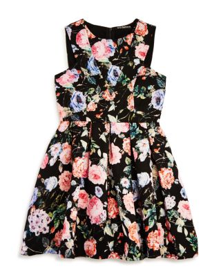 Miss Behave Girls' Pleated Floral Dress - Sizes 8-16 