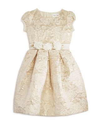 US Angels Girls' Metallic Brocade Dress - Sizes 2-6X