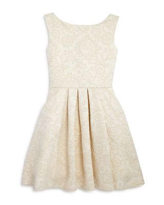 Zoe Girls' Gold Brocade Knit Dress - Sizes 7-16 